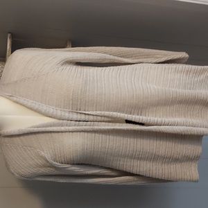 Eileen Fisher Woman Light Tan Linen Open High Low Cardigan